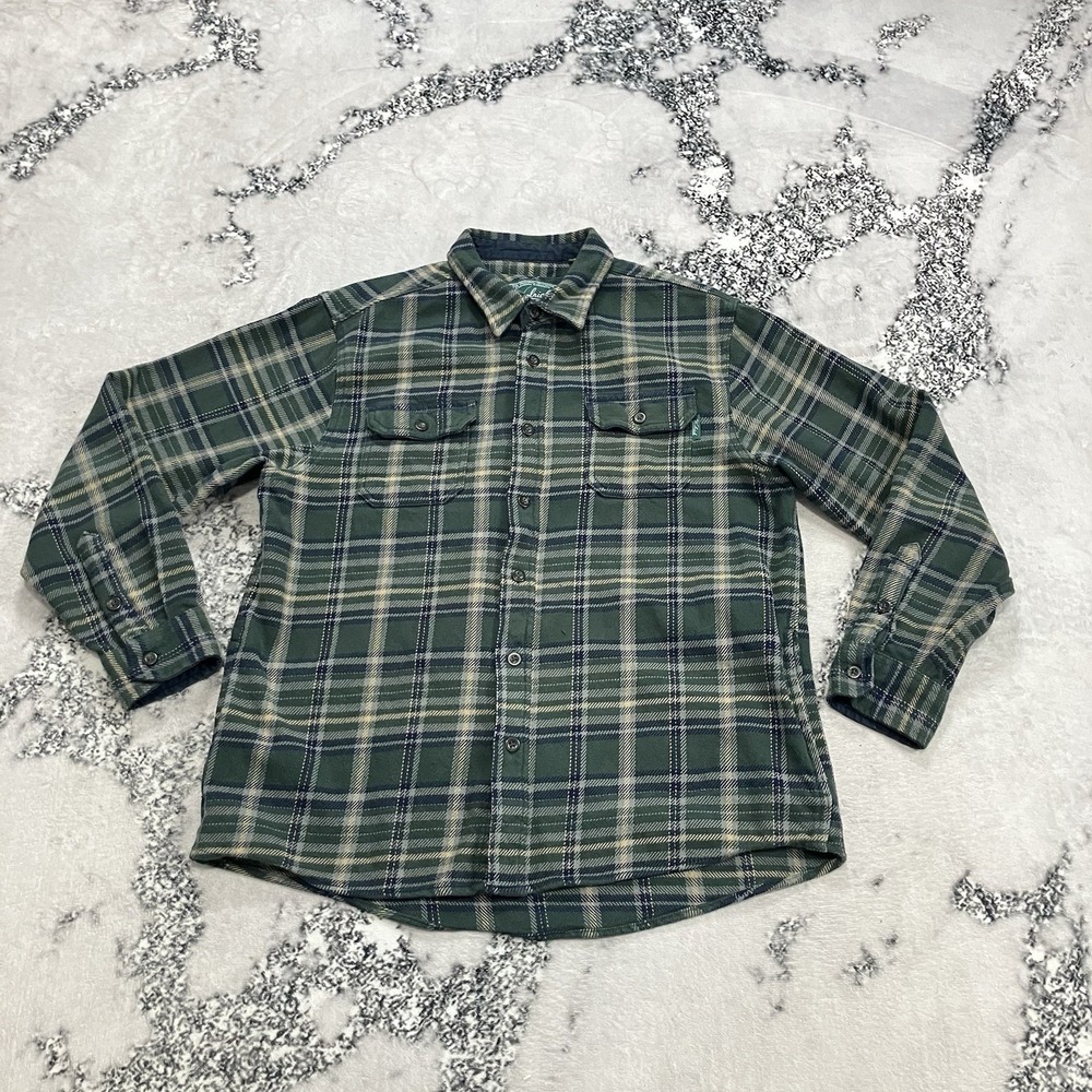 Woolrich Green Plaid Shacket Womens Large Heavy Flannel Overshirt Jacket